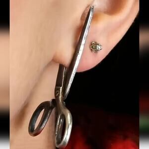 Scissor shaped illusion earrings